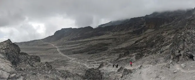 Aufstieg vom Shira Camp zum Lava Tower und Abstieg zum Barranco Camp